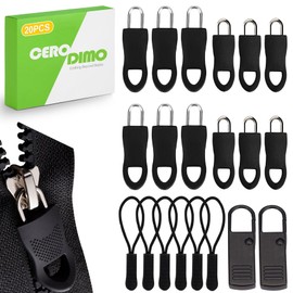 CeroDimo 20 Pcs Universal Zipper Repair Kit, Zipper Fixer Sliding Teeth, Zipper Pull Replacement, Paracord Zipper Pulls for Jackets, Luggage, Backpacks, Pants, Boots, Tents