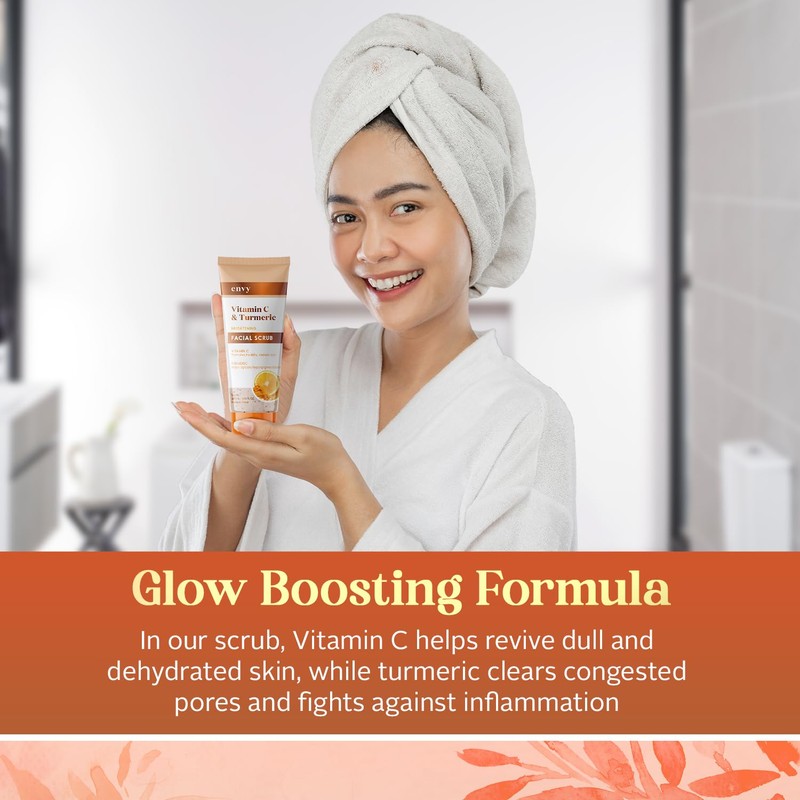 Envy Vitamin C and Turmeric Face Scrub - Clears Blackheads,