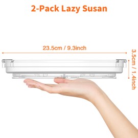 Drucilla Pack of 2 Turntable Refrigerator, 23.5 cm Turntable Organiser, 360° Turntable Kitchen, Fridge Organiser Rotatable, Rotating Spice Rack, Turntable for Spices, Cosmetics, Bottles