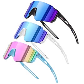 Children's Cycling Glasses, Pack of 3 Sports Glasses, UV400 Protection, Polarised Cycling Glasses, Windproof for Boys and Girls, Outdoor Activities, Cycling, Driving, Running, Golf, Running Glasses