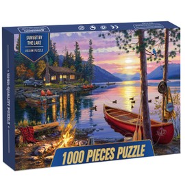 Boloshine 1000 Piece Jigsaw Puzzles for Adults, Sustainable Puzzle for Teenagers Gifts, Classic Brain Challenge Jigsaw Puzzle, Difficult Challenging Game (Sunset by the Lake)
