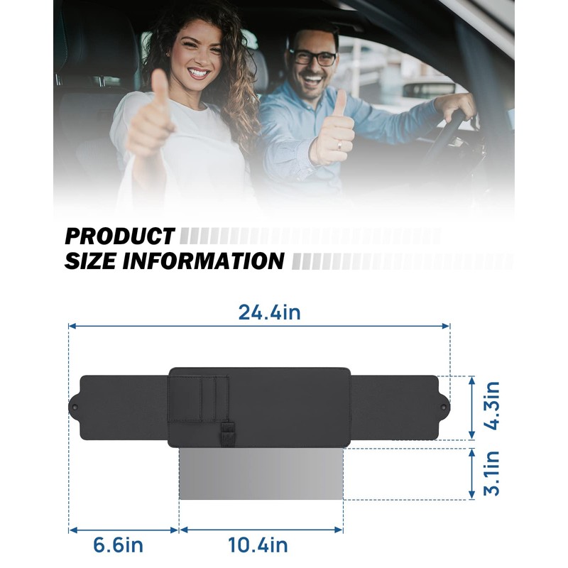 JoyTutus Polarized Sunshade Extender for Car with Polycarbonate Lens, Adjustable
