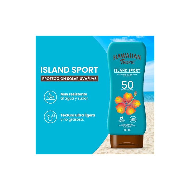 Hawaiian Tropic Island Sport Protector Solar 50 FPS Loción de