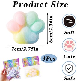 3Pcs Cat Paw Squishy, Taba Squishy Paw, Fufu Squishy Funny Novelty Cute Animals Stress Relieving Fidget Toy for Boys Girls Birthday Party Gifts, Anxiety&Relaxation for Adults Kids Teenage