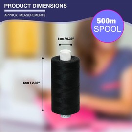 500m Sewing Thread, Strong Multipurpose General Application Thread, for Clothes Attaching Buttons, Repairs, Sewing Machines and Arts and Crafts (1pc Black Spool)