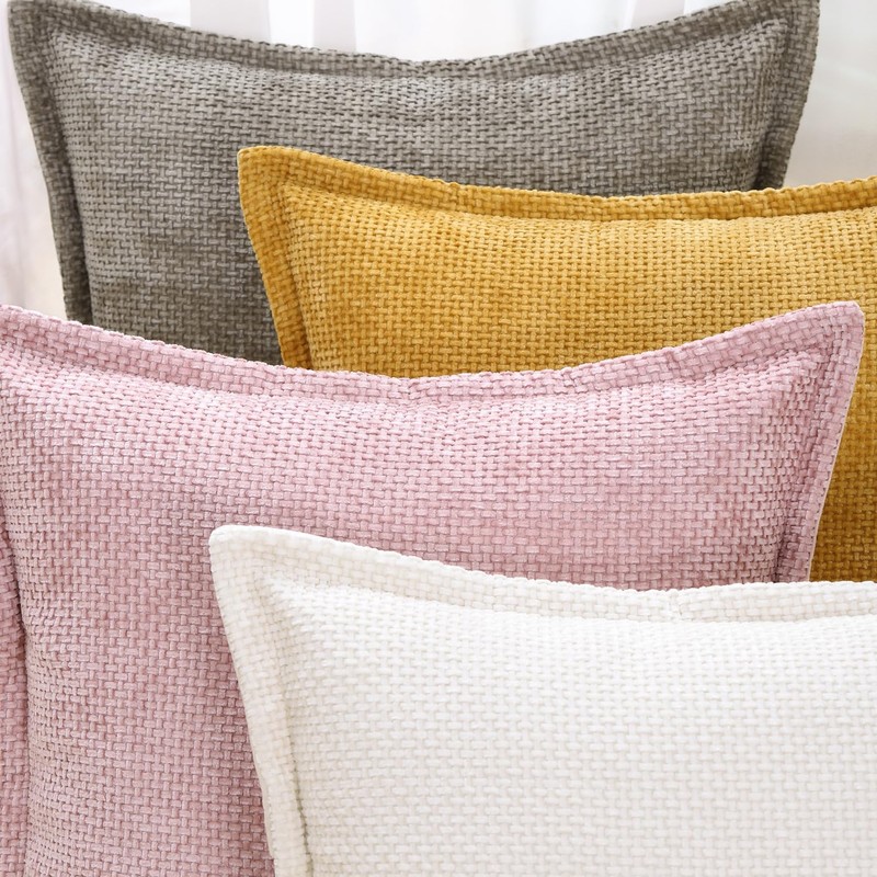 Madizz Patterned Chenille Plush Cushion Cover Set of 2 Soft