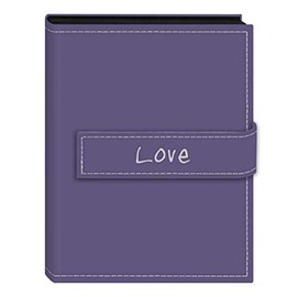 Pioneer Photo Albums 36-Pocket 4 by 6-Inch Embroidered Love Strap Sewn Leatherette Cover Photo Album, Mini, Lavender