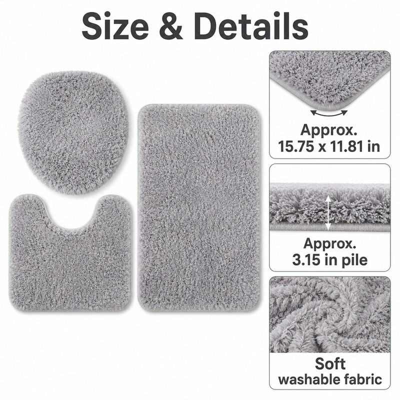 3-Piece Bathroom Rug Set for Floor Comfort – Soft Washable