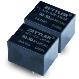American Zettler 5 Pin PCB 6A @300VAC Relay 24Vdc Miniature Sealed SPDT AZ8-1CH-24DSE (Pack of 2)