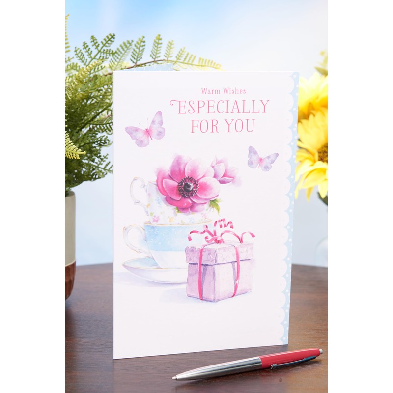 UK Greetings Birthday Card for Her/Friend - Teacups Design -