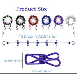 Travel Clothesline,Adjustable Rope Portable Clothespins with 12 Windproof Laundry Clothes Cable Line for Backyard Vacation Hotel Balcony Clothes Cord Drying Line Clothesline Rope(Blue)