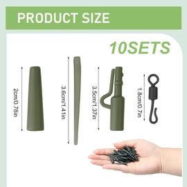 Carp Fishing Lead Clips and Tail Rubbers Tackle Set,40pcs Complete Rig Kit with Anti-Tangle Sleeves and Quick Change Swivels for Carp Anglers, End Tackle Accessories for Safe