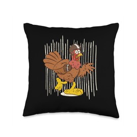 Pilgrim Costume Thanksgiving Shirt Turkey Meat Thanksgiving Turkey Football Player Coach Fan Quarterback Throw Pillow, 16x16, Multicolor