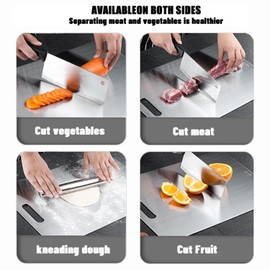 3-Piece Stainless Steel Cutting Boards Set, 304 Grade Non-Slip Non Stick Chopping Cutting Board Chopping Boards for Kitchen – Perfect for Meat, Fruits, Vegetables (15x10, 13x9, 11x7.5 Inches)