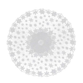 DoubleWood Christmas Tablecloth White Floral Lace Banquet Round Tablecloths for Holiday Festival Party Home Decorations Table Covers for Kitchen Tables