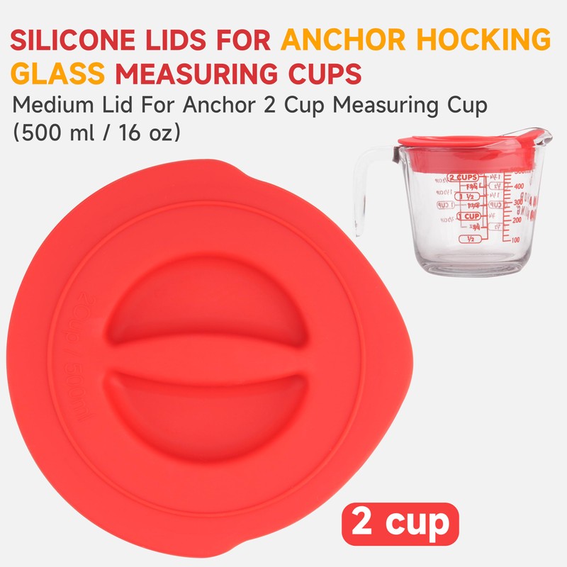 Silicone Replacement Lid Only Fit For Anchor Hocking 2-Cup/500 ML
