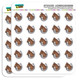 Brown Horse in Horseshoe 1" Planner Calendar Scrapbooking Crafting Stickers - Clear