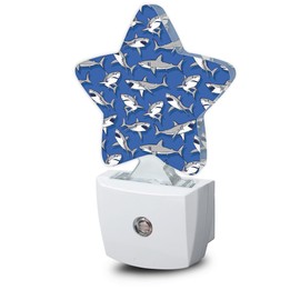 Bule Shark Night Lights Plug into Wall Smart Dusk to Dawn Sensor for Home Decor Kids Room Bedroom Bathroom Kitchen Hallway Lamp Gifts