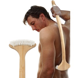 Renook Back Scratcher for Men, Extra Long Bamboo Back Scratcher 22", Curved Handle Large Surface Backscratcher for Instant Itch Relief, Soft Body Brush for Shower, Gift for Women, Elderly