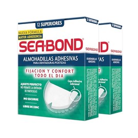 Sea-Bond Kit Almohadilla Adhesiva para Dentaduras Postizas Superiores, 2 pack 12 Piezas Cada una