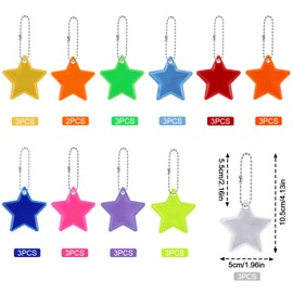 Zocipro Pack of 32 Children's Reflectors Pendants, Safety Star Reflector Pendant for School Bag, Backpack, Cycling, Colourful Reflectors for Children