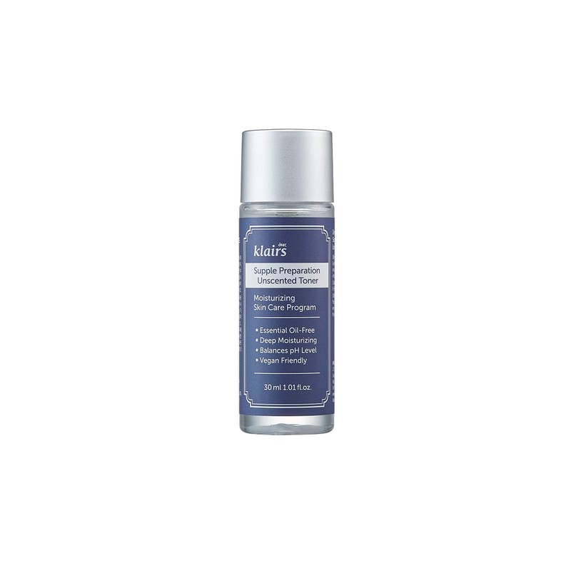 DearKlairs Supple Preparation Unscented Toner 1.01 Fl Oz, Soothing, Fast