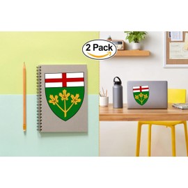 2 PACK: Large Canada Provinces Coat of Arms Flag Sticker Canadian Emblem Decal, for Car Truck Home Office Laptop Bumper Window Banner Decor Province Logo (Ontario ON) - 4 x 5 inches