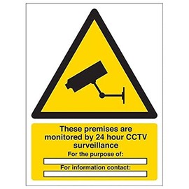 V Safety Warning Security - Monitored By 24 CCTV For The Purpose Of¿ - 150 X 200mm