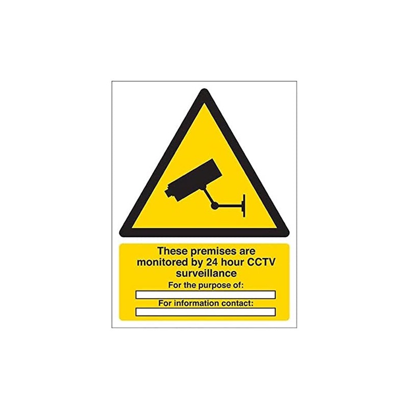 V Safety Warning Security - Monitored By 24 CCTV For