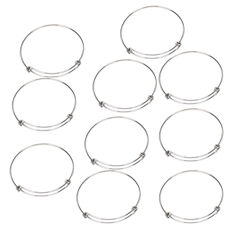 10Pcs Stainless Steel Bangle 1.6mm Adjustable Expandable Coil Bracelet DIY