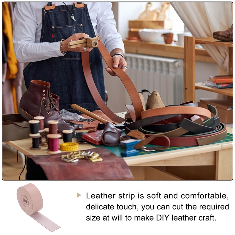 Rebower Flat Leather Strip,1 Inch Wide 79 Inch Long Leather