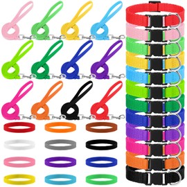 GGSTDDUP 36 Pcs Puppy Collar and Leash Set, Adjustable Colorful Dog Collar and Leash Quick Release Clip Buckle Puppy Collars Whelping Collar for Small Medium Dogs Walking Training