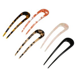 Baluue 5pcs Retro U-shaped Hair Forks Elegant Acetate Hair Sticks for Women Vintage Hairpins for Updos for Daily and Formal Hairstyles