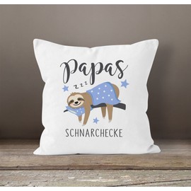 SpecialMe® Cushion Cover Dad Snoring Corner Sloth Gift Funny Father's Day Birthday Christmas White 40 cm x 40 cm