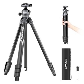 NEEWER LITETRIP LT07 61" Aluminum Travel Tripod Stand for Camera with Pan Tilt Low Profile Ball Head, Arca QR Plate Compatible with Peak Design Tripod Plate V3, Dual Center Axis, Max Load 22lb