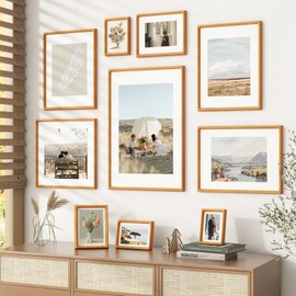 22x28 Poster Frame, USA-Sourced Teak Wood Picture Frame with HD Tempered Glass, Handcrafted Rounded Corner 22 x 28 Wooden Frame Matted to 18x24 Photos, Horizontal or Vertical Wall Display