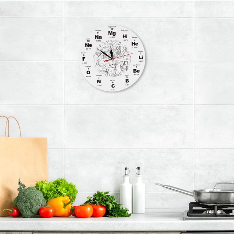 ZONJIE Modern Wall Clock, with Periodic Table of Chemistry Science