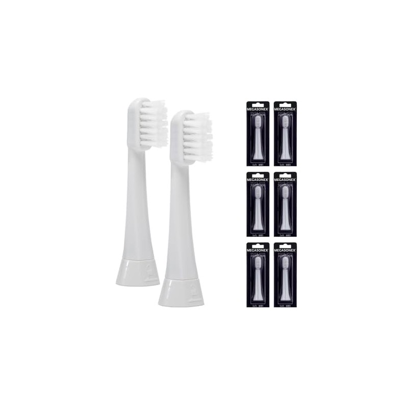 6x Megasonex Flat Soft Brush Heads