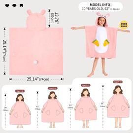 OLAOLA Kids Poncho Towel Hooded Beach Changing Robe Children Absorbent Bath Towels Swimming Wrap for Boys Girls 3-12 Years, Bunny
