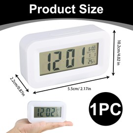 ripefun Digital Alarm Clock with Large LED Display – Portable Bedside Clock Featuring Temperature, Calendar, Snooze, and Brightness Control, Easy Placement, Suitable for All Ages