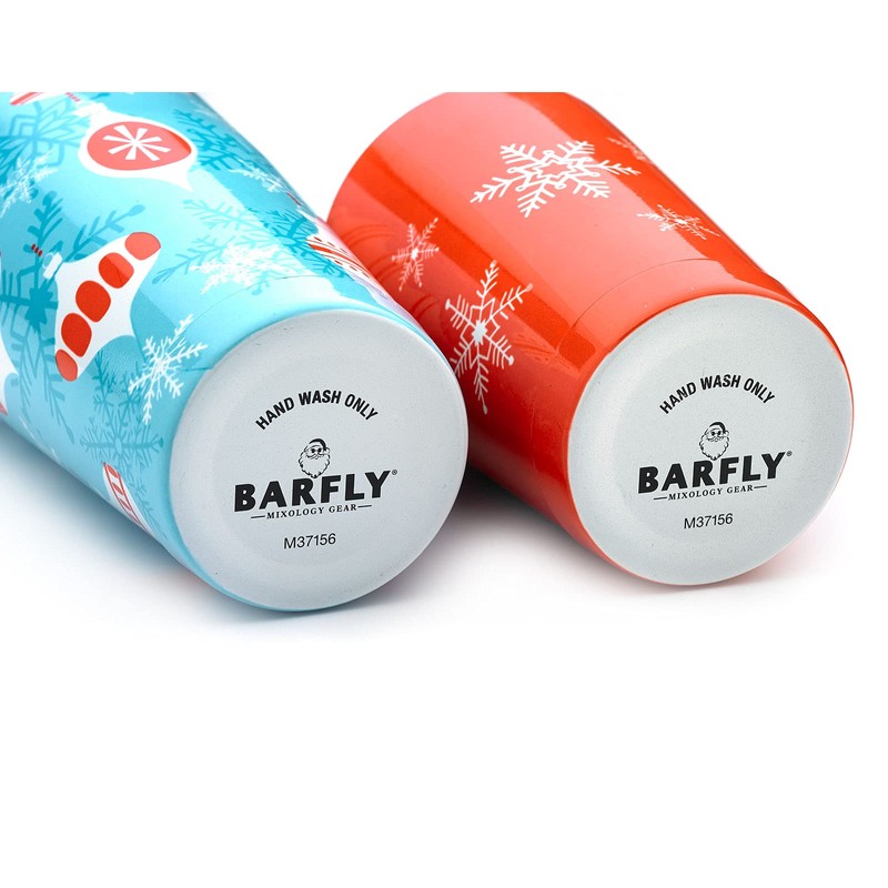 Barfly Holiday Ornaments Cocktail Shaker Set with Santa Spoon