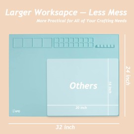 SAPID Extra Large 32"24" Silicone Painting Mat with Raised Edges, NonStick Silicone Craft Mat for Resin Casting, Silicone Art Mat for Kids, Creator, Silicone Mats for Crafts, Clay, SAPID, Mint Green