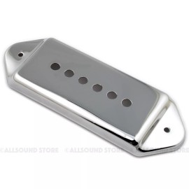 Allsound Store NICKEL-SILVER P90 Dogear Guitar Pickup Cover, 47.5mm or 50mm - NICKEL or CHROME - 47.5mm (Neck), Chrome