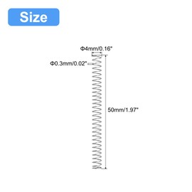 QUARKZMAN Pack of 5 Compression Spring 304 Stainless Steel Compression Springs Spring Spring Coil Spring Steel Spring 4 mm AD 0.3 mm Wire Size 50 mm Free Length Silver Tone