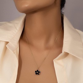 Four Leaf Clover Jewellery Set, 18K Gold Plated Stainless Steel Titanium Steel Necklace Stud Earrings Bracelet Set, Delicate Enamel Jewellery Set for Women and Girls, Alloy Steel