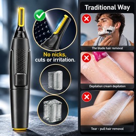 Ultra-Thin Electric Nose & Ear Hair Trimmer for Grooming – Battery or USB Rechargeable Waterproof Design for Home & Travel