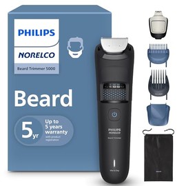 Norelco Philips Cortadora de Barba Serie 5000, 100% Impermeable, Esfera de Precisión con 40 Ajustes de Ajuste de Bloqueo, Cuchillas de Metal Autoafilables y Colector de Desorden de Barba, Bt5775/40, N
