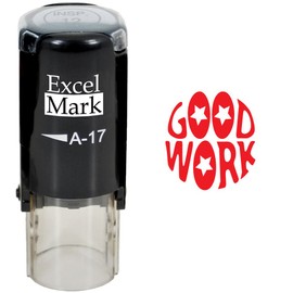 Round Teacher Stamp - Good Work - RED Ink