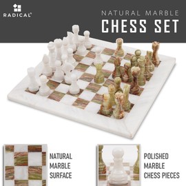 Radicaln Marble Chess Set 15" Inches White and Green Onyx with Storage Box Luxury Board Games for Adults, Ideal Chess Board Game & Chess Pieces