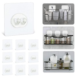 Shower Caddy Adhesive Replacement Stickers Hooks Adhesive Pack of 10 for Corner Shelf Basket Bathroom Shelf, Shower Caddy Hanging
